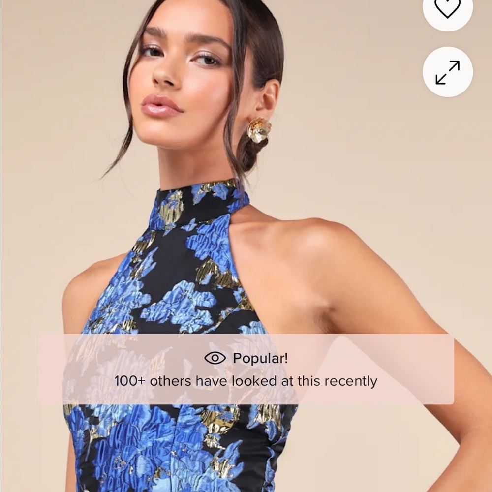 Extraordinary Impression Black Floral Jacquard Halter Mini Dress